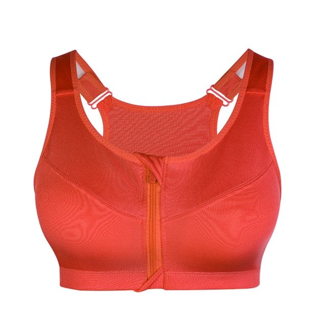 Grofry Women Breathable Stretch Push Up Brassiere Sport Bra Running Vest  Underwear Rose Red 
